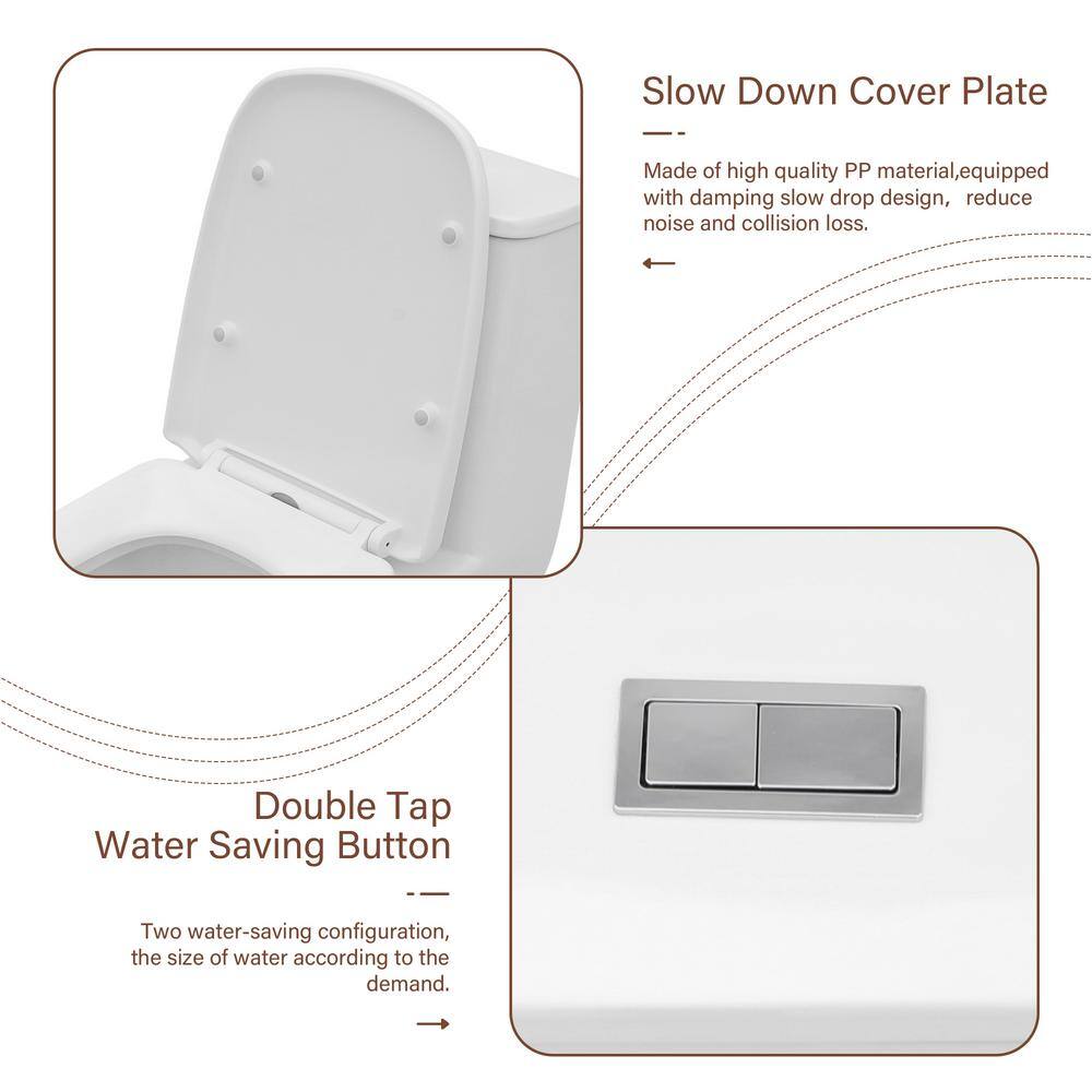White Ceramic Square One-Piece Dual Flush Toilet