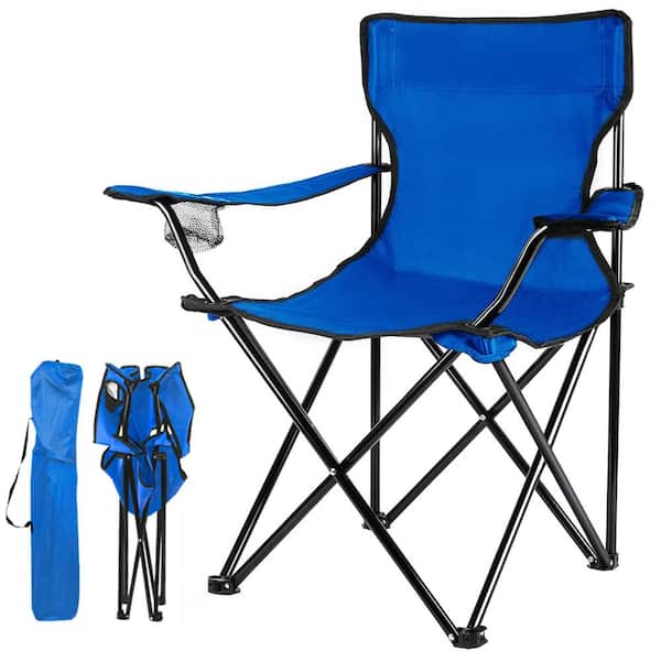 Angel Sar Portable Folding Steel Camping Chair in Blue
