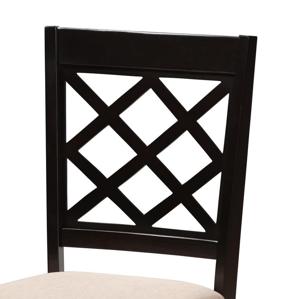 Verner Sand Upholstered Espresso 5-Piece Dining Set with Rubberwood