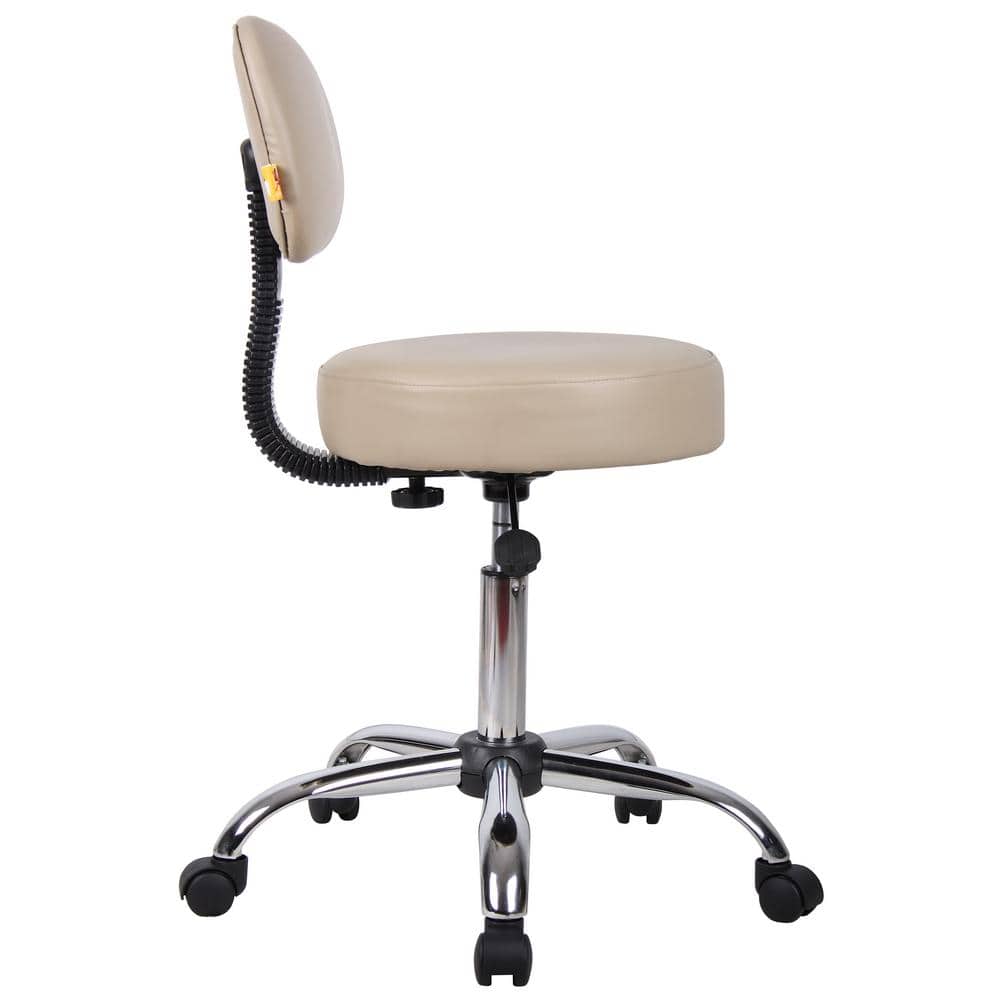 ErgoFlex Adjustable Beige Vinyl and Metal Medical Stool