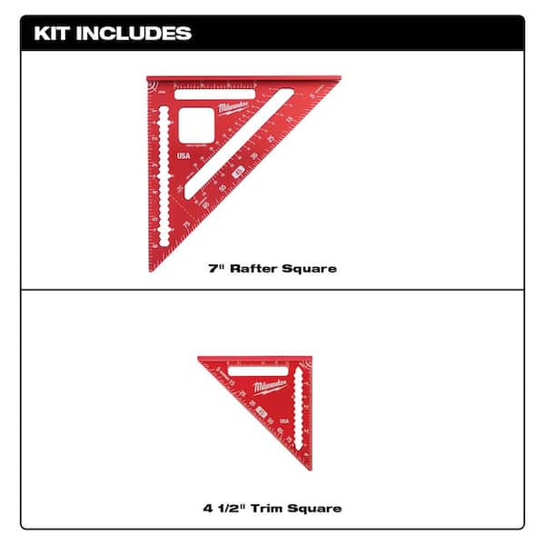 7 in. Rafter Square and 4-1/2 in. Trim Square Set with FASTBACK Utility Knife (2-Pack)