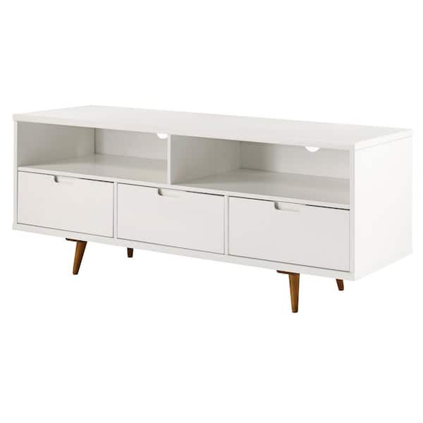 Walker Edison Furniture Company 58 in. White Solid Wood Boho
