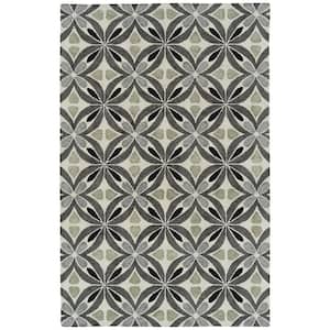 Peranakan Tile Collection Grey 8 ft. x 11 ft. Geometric Indoor/Outdoor Area Rug