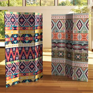 6 ft. Ikat Printed 3-Panel Room Divider