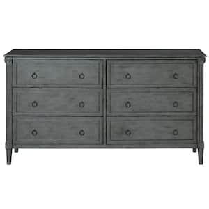Elani 6-Drawer Gray Dresser (33.37 in. H x 60 in. W x 17 in. D)
