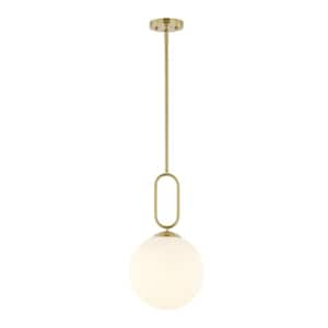 Danva 9-Watt 1-Light Gold Pendant Light with Glass Shade