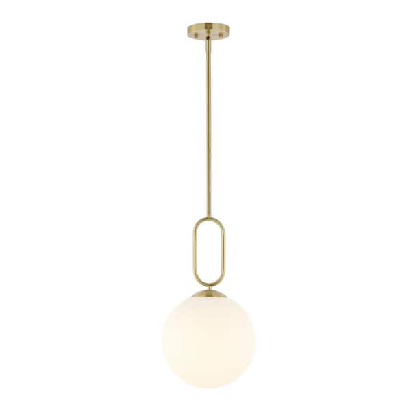 SAFAVIEH Danva 9-Watt 1-Light Gold Pendant Light with Glass Shade