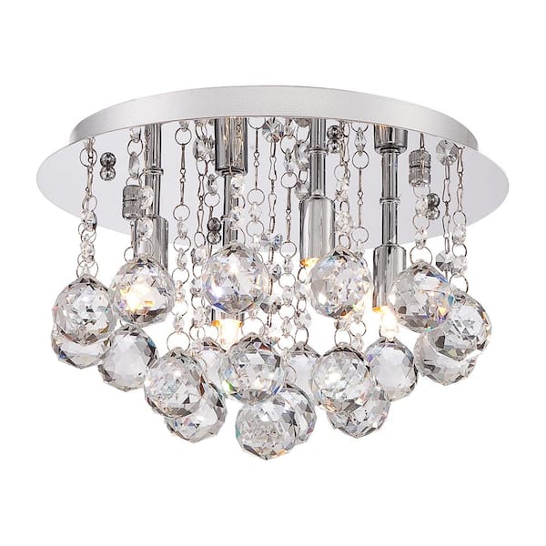 Bordeaux 13.75 in. 4-Light Polished Chrome Flush Mount