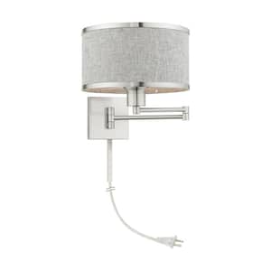 Swing Arm Wall Lamps 1-Light Brushed Nickel Swing Arm Wall Lamp