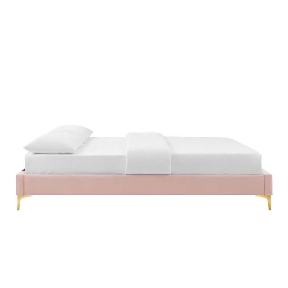 Sutton King Size Performance Velvet Upholstered Bed Frame in Pink