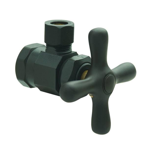 BrassCraft 1/2 in. FIP Inlet x 3/8 in. Comp Outlet Multi-Turn Angle Valve with Cross Handle in Oil Rubbed Bronze