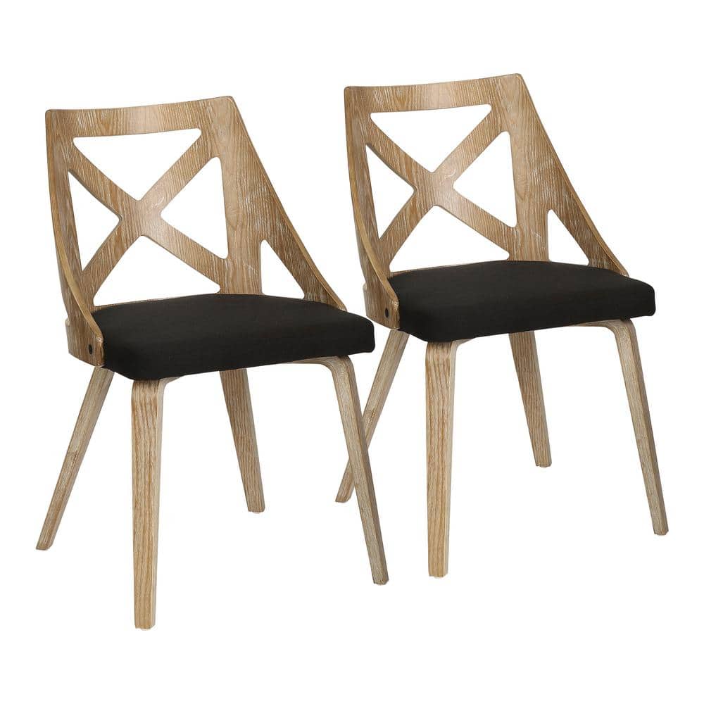 Set of 2 Charlotte Dining Chairs: Elegant Farmhouse Style, Polyester Upholstery, Wood Frame - LumiSource