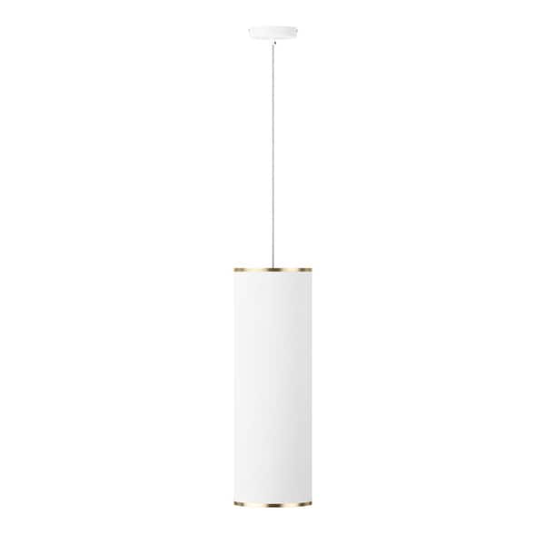 aiwen Modern 25-Watt 1-Light Long Tube Pendant Light with White Fabric Shade Mini Ceiling Hanging Lamp