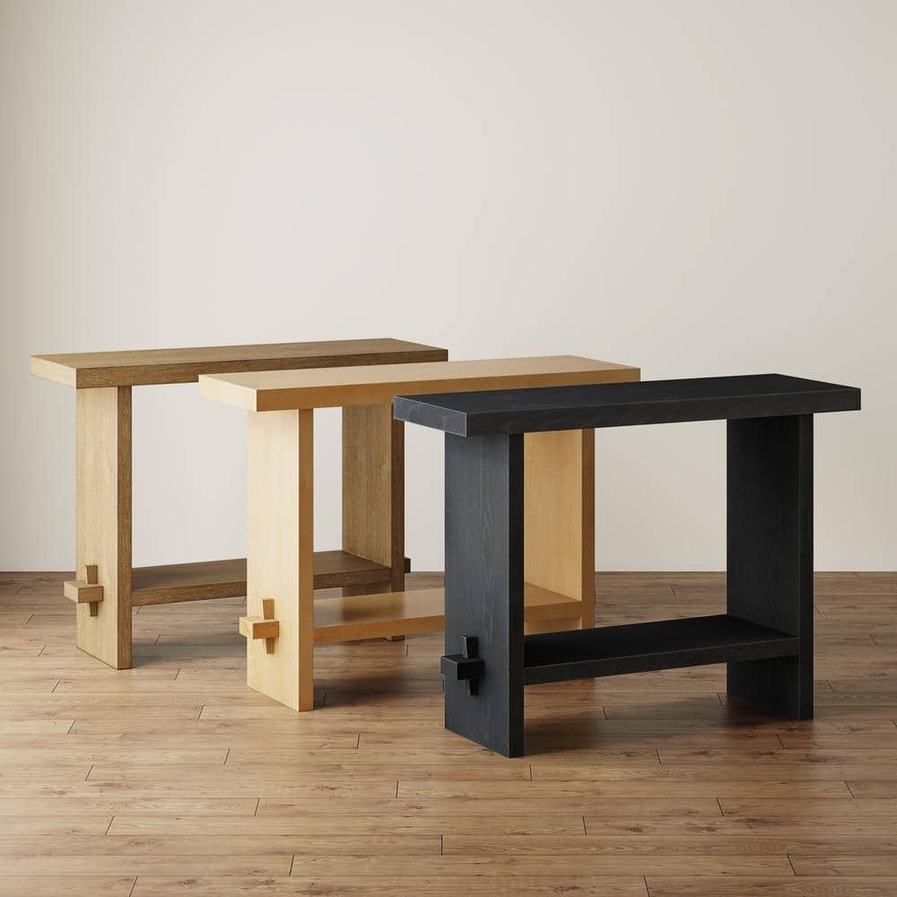 Virgo Black Oak Wood Console Table with Storage
