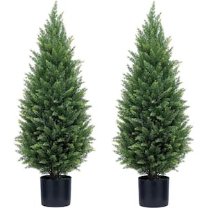 CAPHAUS 4 ft. Green Artificial Cedar Tree, Natural Faux Plants for ...