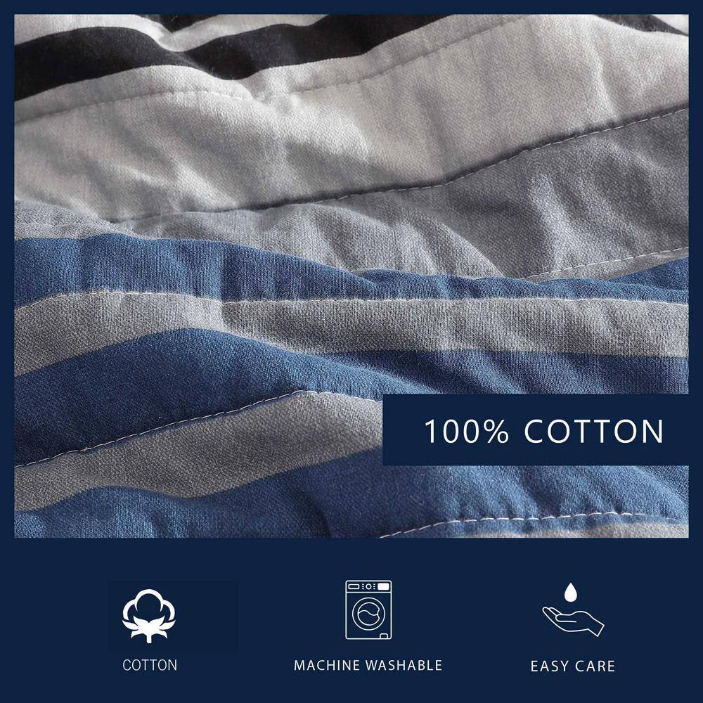 Full Grey Heather Cotton Reversible Quilt Set