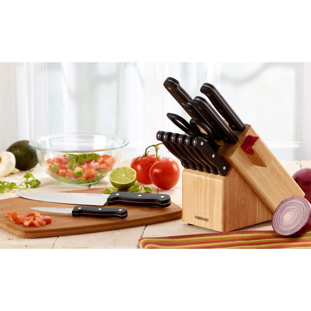 Farberware 14-Piece High-Carbon Stainless Steel Knife Block Set