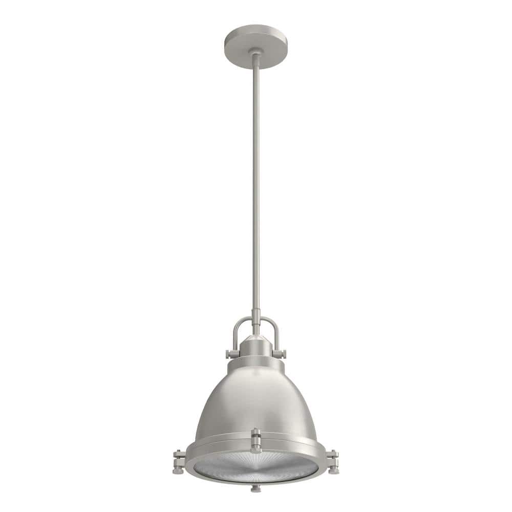 Bridgemoor Brushed Nickel LED Bowl Pendant with Holophane Glass, 12"