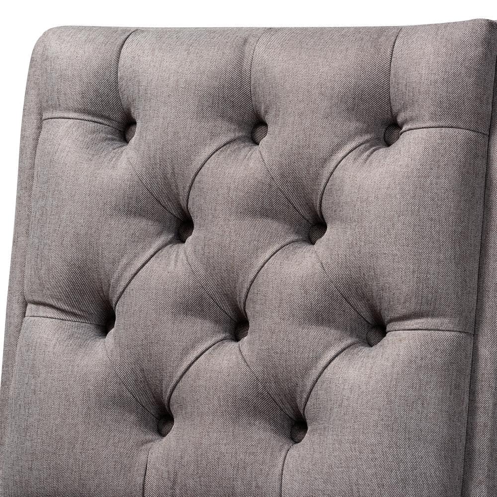 Gregory Walnut & Grey Swivel Bar Stool Set with Button Tufting