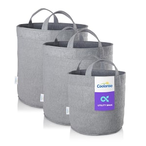 Assorted Gallon Size Reusable Fabric Collapsible Storage Bin with Handles Steel Grey (3-Pack)