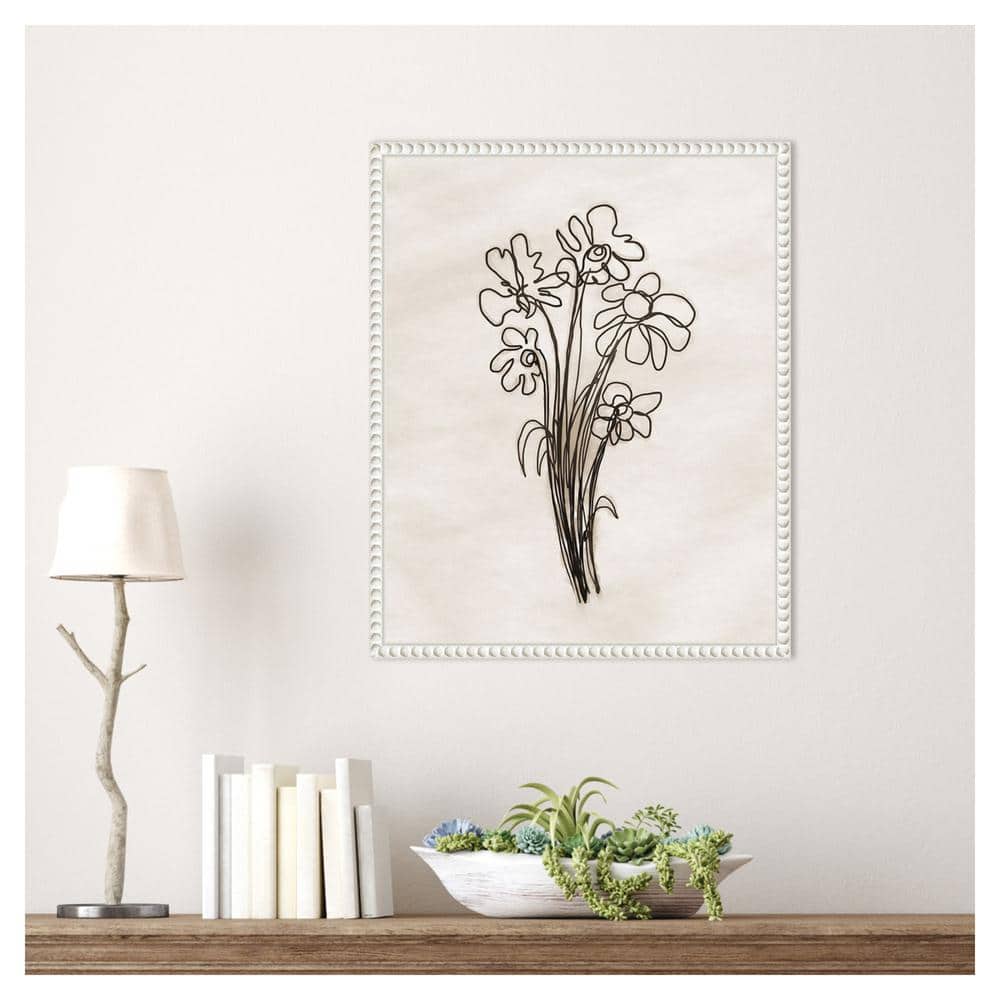 Dan Meneely Native Flowers White Beaded Canvas Wall Art