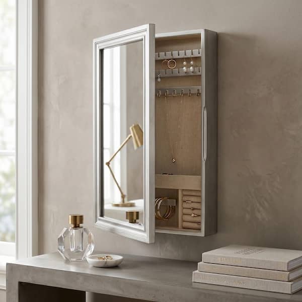 Nicolette Silver Jewellery Storage Mirror