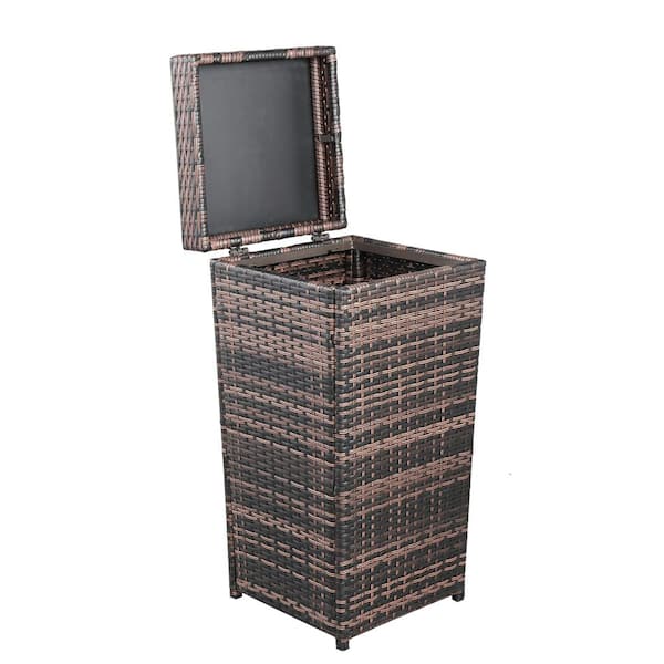 24 Gal. Brown Outdoor Trash Can with Attached Lid