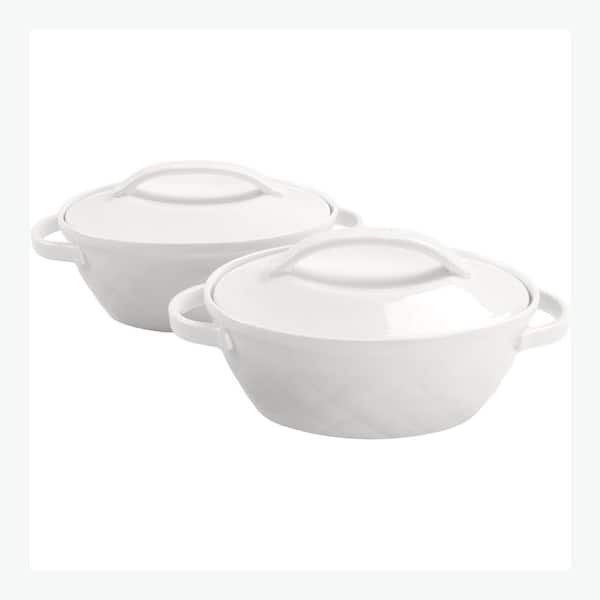 Ceramic Oval Casserole Dish 23.7 oz Mini Cocotte Set Stoneware Baking Dish with Lid Handles Oven Safe Set of 2