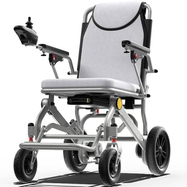4-Wheel Ultralight 34 lb. Foldable Electric Wheelchair, 350 lb. Capacity, 500W Motor and Detachable Lithium Battery