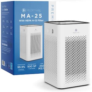 Medify MA-25 Air Purifier with H13 True HEPA Filter : 500 sq ft Coverage : 99.9% Removal to 0.1 Microns : White, 1-Pack
