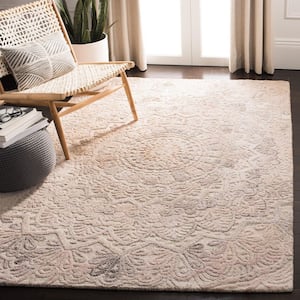 Marquee Beige/Ivory 3 ft. x 3 ft. Floral Oriental Square Area Rug