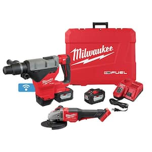 M18 FUEL ONE-KEY 18-Volt Li-Ion Brushless Cordless 1-3/4 in. SDS-MAX Rotary Hammer Kit w/Two 12.0 Ah Batteries & Grinder