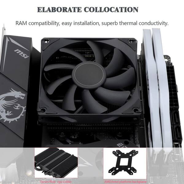 Lukyamzn AXP90 X36 Black Low Profile CPU Cooler 92mm Slim PWM Fan