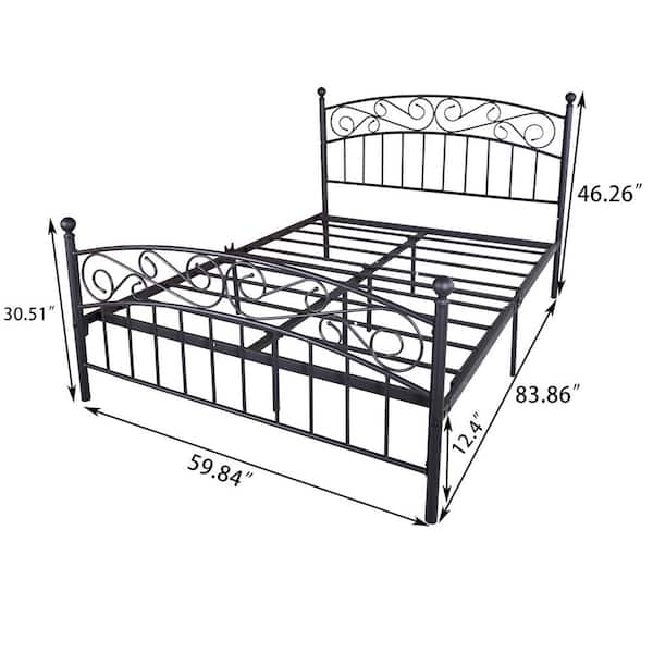 Black Queen Size Bed Frame With, Queen Size Bed Frame For Headboard And Footboard