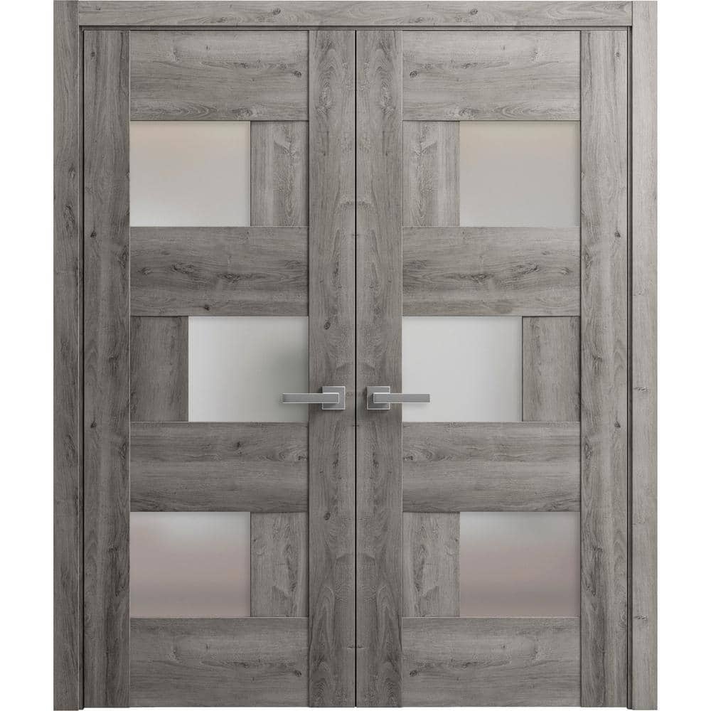 64 in. x 84 in. 2-Panel Nebraska Grey Finished Solid MDF Sliding Door with Hardware price history on PriceWatchPro