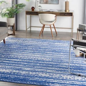 Whimsicle Navy Ivory 7 ft. x 10 ft. Abstract Contemporary Area Rug