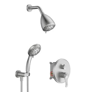 Single-Handle 16-Spray Round Shower Faucet with 4.3 in. Shower Head in Brushed Nickel(Valve Included)