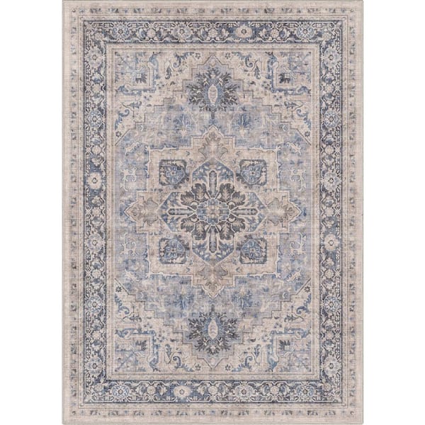 Blue 5 ft. 3 in. x 7 ft. 3 in. Apollo Tirana Vintage Medallion Oriental Area Rug