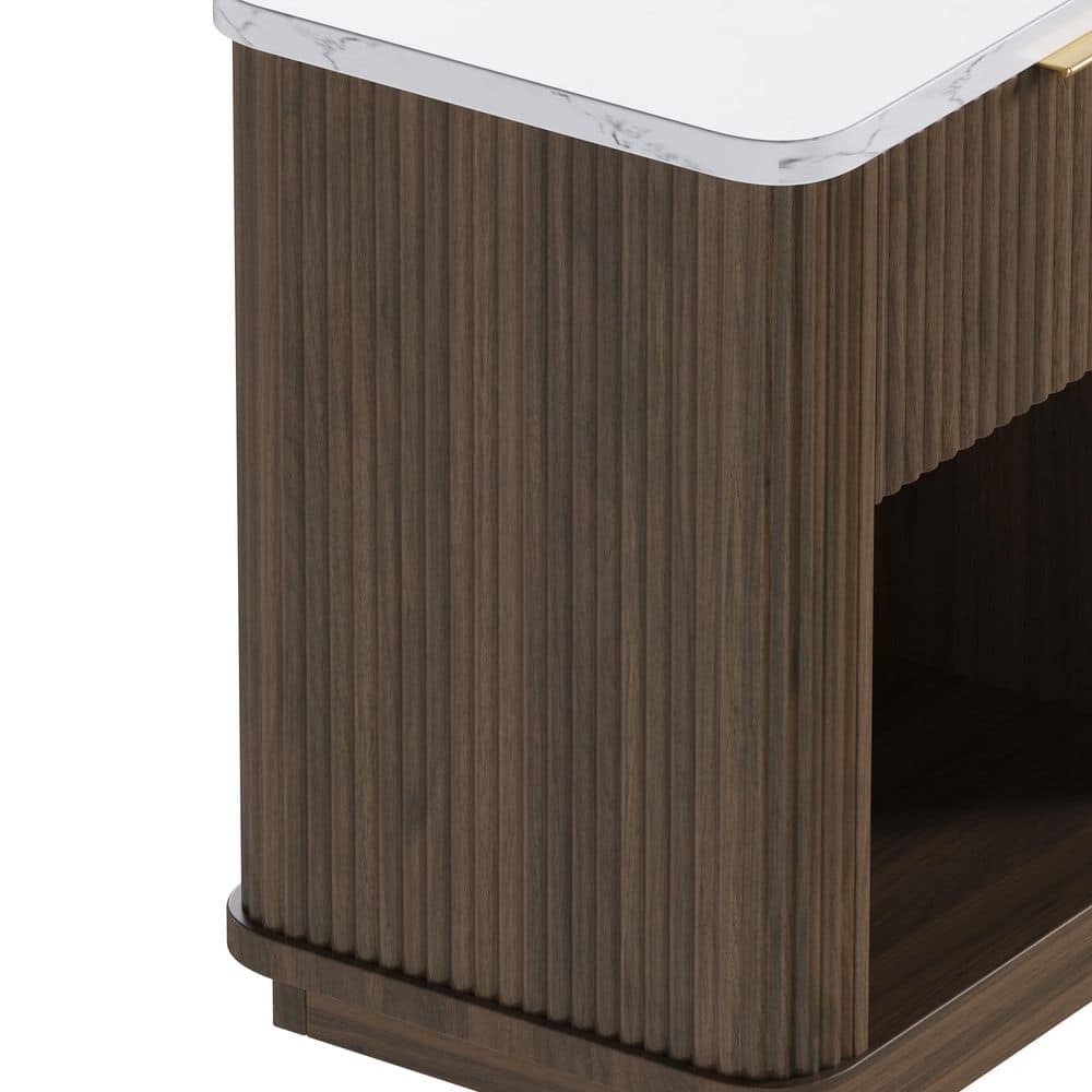 Brown nightstand on a plain background.