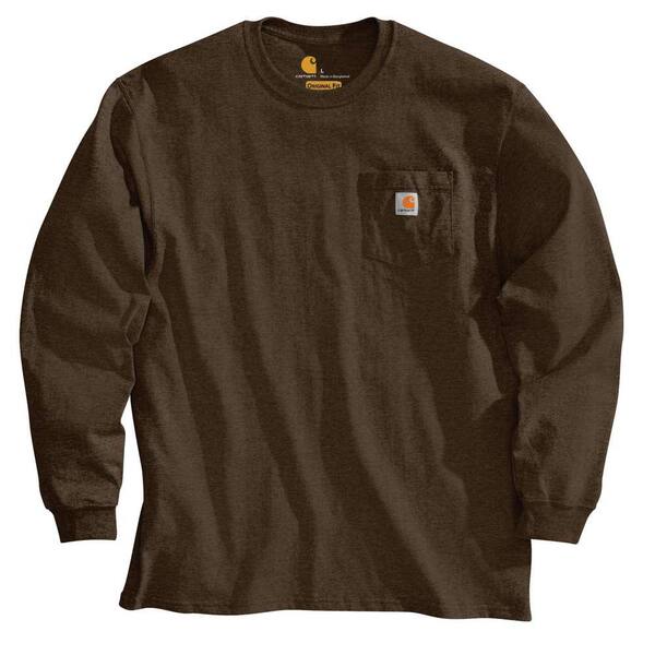 Carhartt Men's Regular Medium Dark Brown Cotton Long-Sleeve T-Shirt