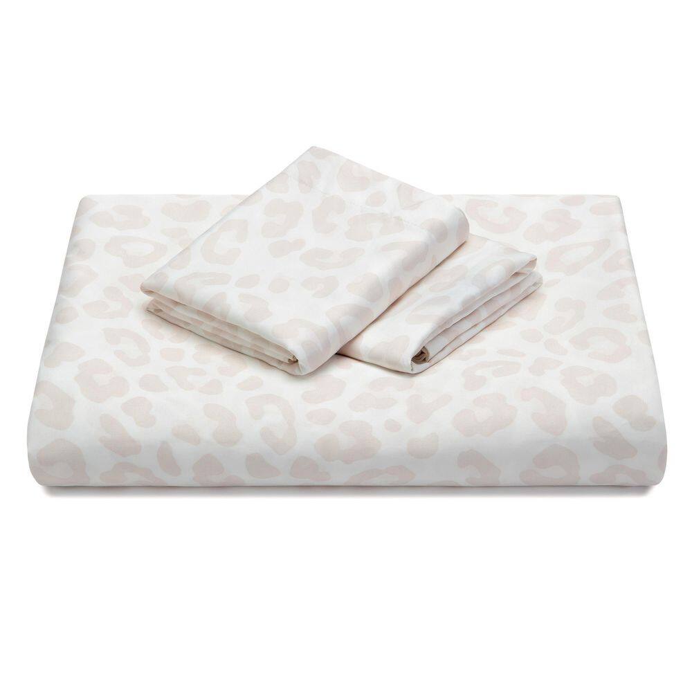King Cream Leopard Print Rayon Polyester Duvet Cover Set