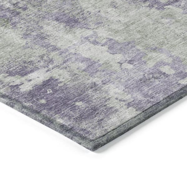 Purple and Green 5 ft. x 8 ft. Woven Abstract Rectangle Indoor/Outdoor Area Rug