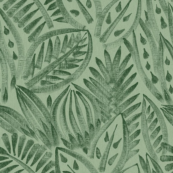 Tempaper Canvas Palm Green Grove Peel and Stick Wallpaper Sample