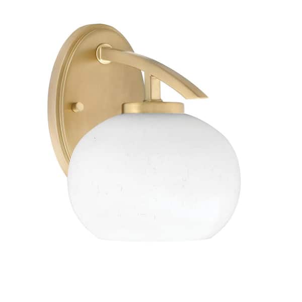 Unbranded Siena 7 in. 1-Light New Age Brass Sconce with 7 in. White Muslin Glass Shade no Bulb Included