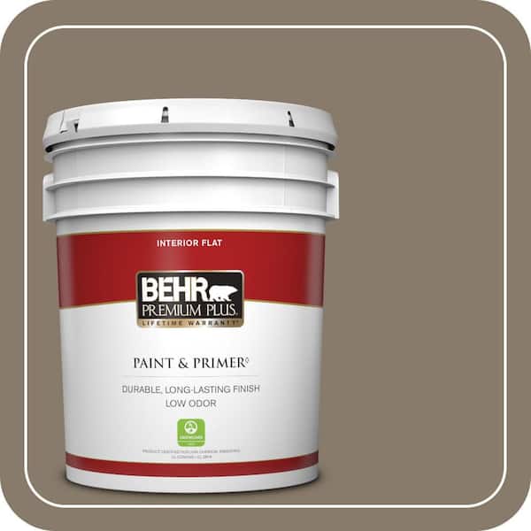 BEHR PREMIUM PLUS 5 Gal. #PPU7-24A Hiking Trail Flat Low Odor Interior Paint and Primer