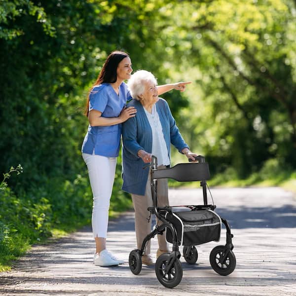 Anqtovp All-Terrain Series Foldable Rollator Walker 300lb Capacity