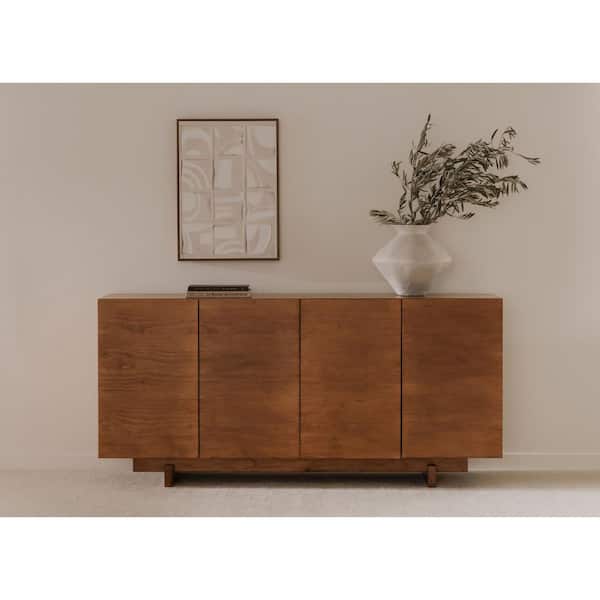 NADAAL STUDIOS Delilah Vintage Brown Pine Wood 74 in. Sideboard with Rustic Design and Mortise Joinery