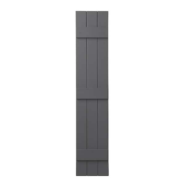 Ply Gem 11 in. x 59 in. Polypropylene Plastic 3-Board Closed Board and Batten Shutters Pair in Gray