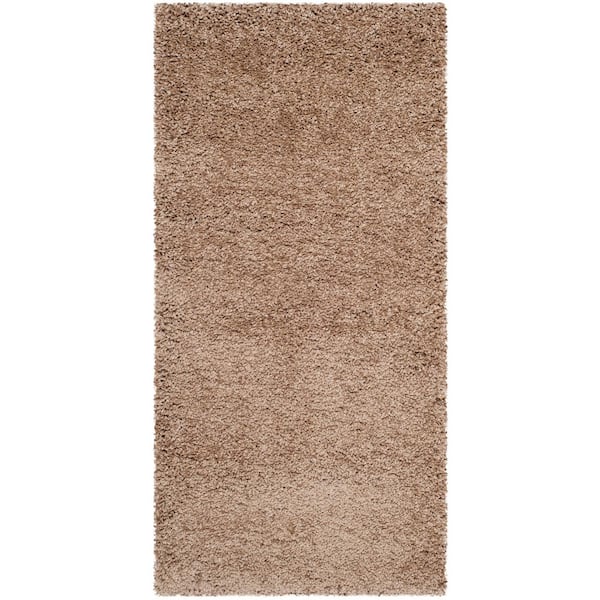 Milan Shag Doormat 2 ft. x 4 ft. Dark Beige Solid Area Rug