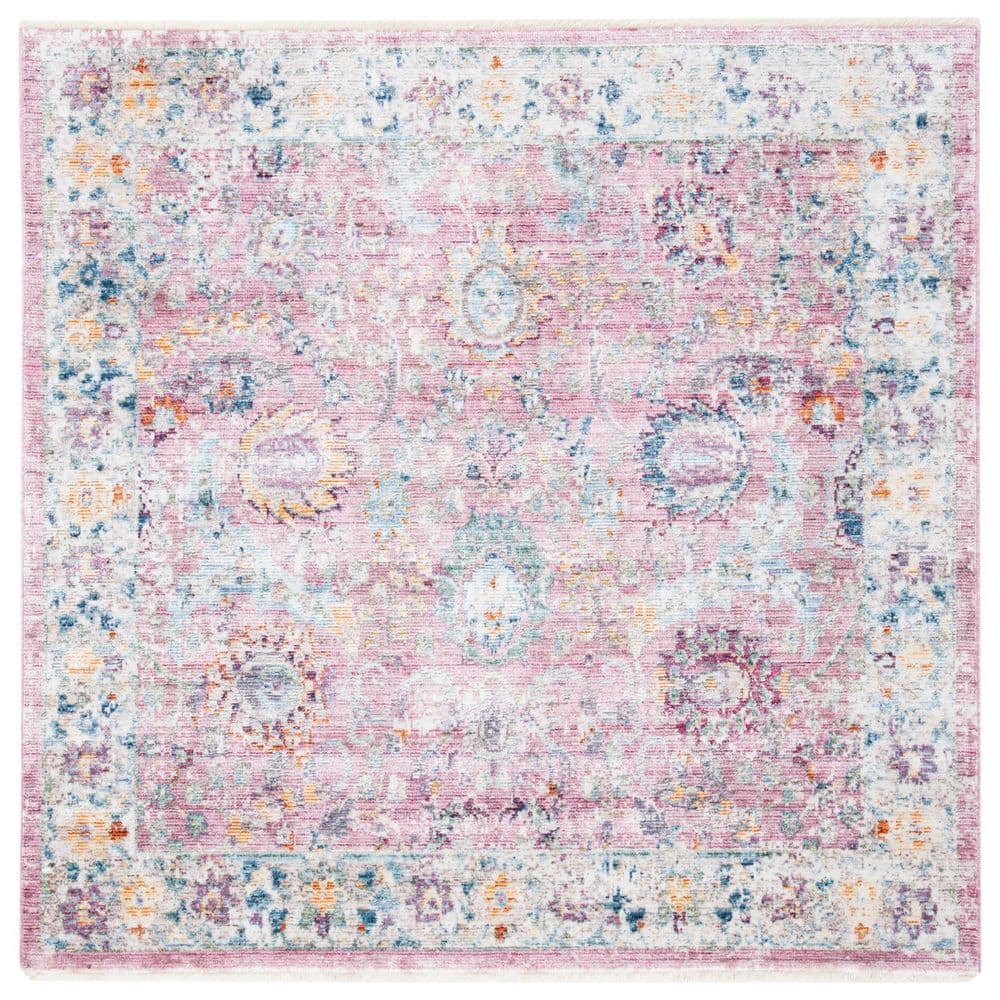 Illusion 4 ft. x 4 ft. Rose/Cream Floral Border Square Area Rug price history on PriceWatchPro